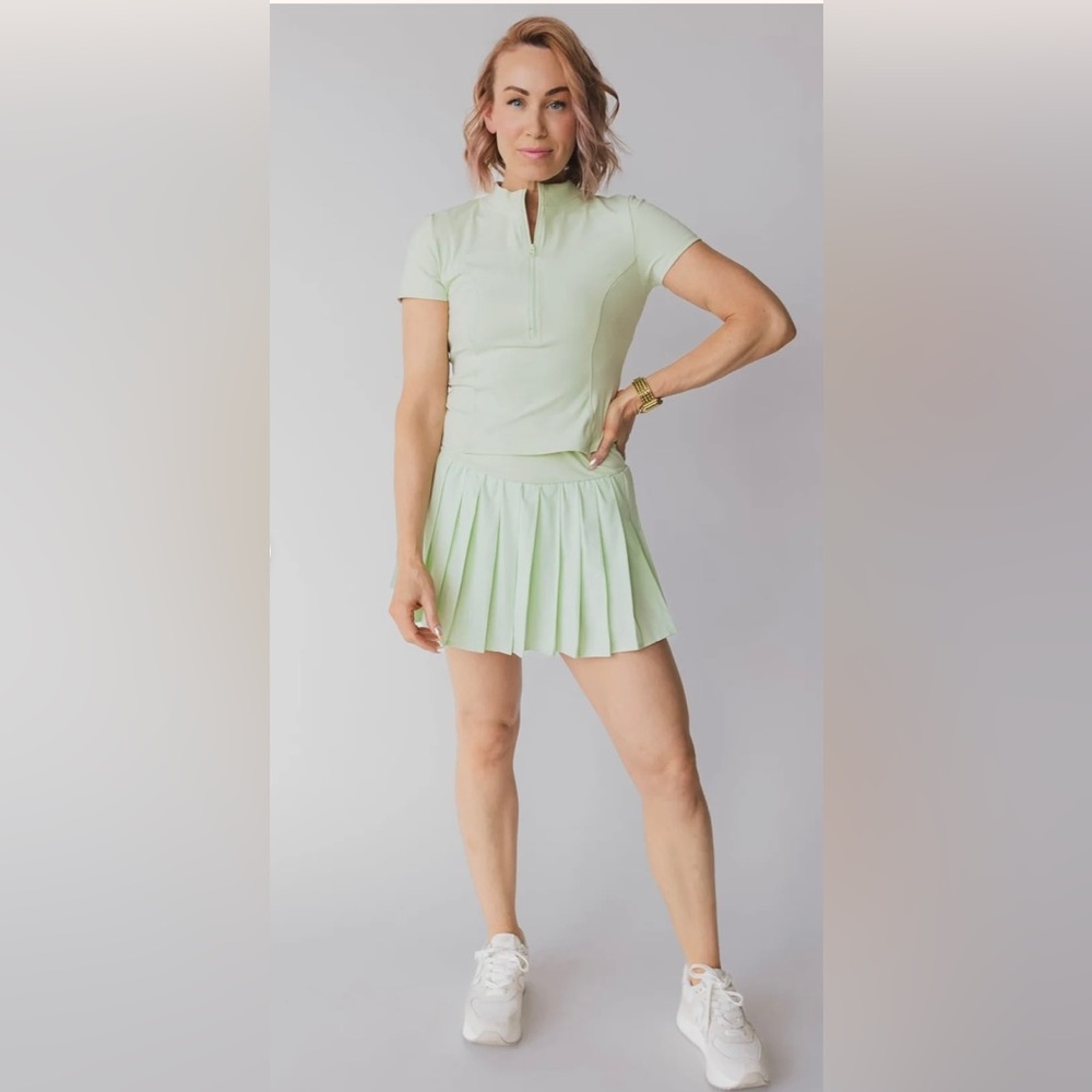 Light Green Pleated Tennis Skirt - Women